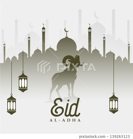 eid al adha islamic holiday background with goat silhouette eid al adha islamic holiday background with goat silhouette 139263123