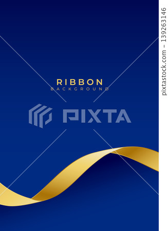 elegant premium golden satin ribbon on blue background elegant premium golden satin ribbon on blue background 139263146