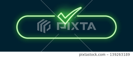 glowing neon certified checkmark tick box design glowing neon certified checkmark tick box design 139263189