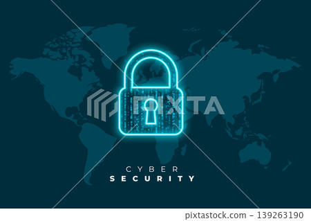 glowing neon digital security padlock over world map background glowing neon digital security padlock over world map background 139263190