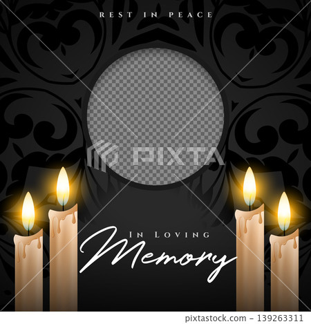 in loving memory dark template with candles and photo frame in loving memory dark template with candles and photo frame 139263311