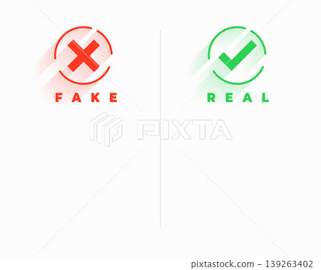 simple fake vs real conflict concept background with text space simple fake vs real conflict concept background with text space 139263402