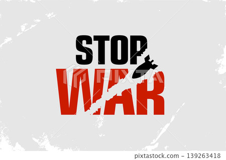 stop war vector typography with falling bomb silhouette stop war vector typography with falling bomb silhouette 139263418