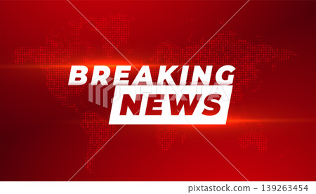 worldwide breaking news red banner with pixelated global map worldwide breaking news red banner with pixelated global map 139263454
