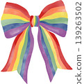 Colorful rainbow bow illustration with soft watercolor texture, symbolizing pride, diversity, inclusion, and self-expression.  139263502