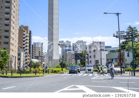 東京目黑區的城市景觀：山手通和東京大學後方的十字路口。 139263738