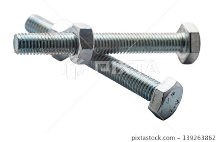 construction bolts close-up on a white isolated background 139263862