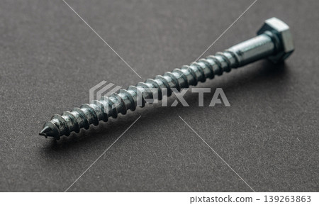 Construction screw close-up on a black background 139263863