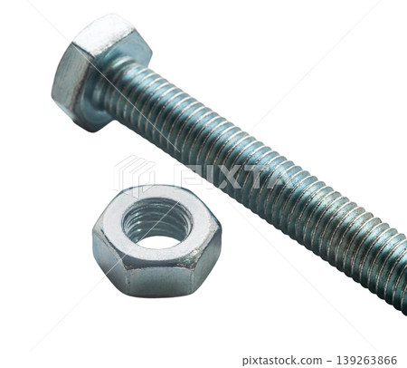construction bolt and nut on a white isolated background 139263866