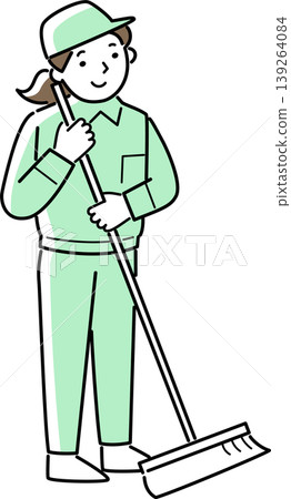 A woman in work clothes cleaning A woman in work clothes cleaning 139264084