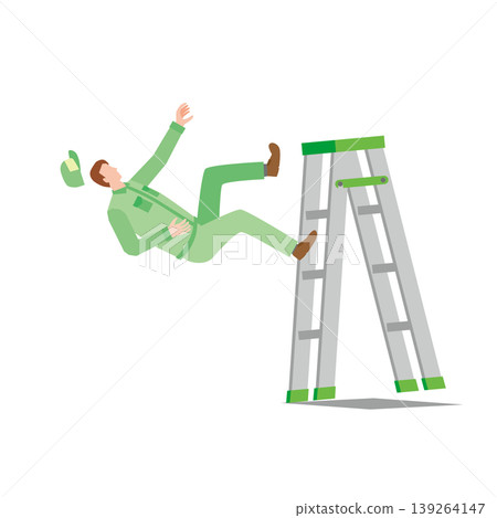 Male worker falling from stepladder 139264147