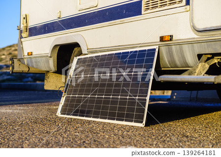 Solar photovoltaic panel at caravan Solar photovoltaic panel at caravan 139264181