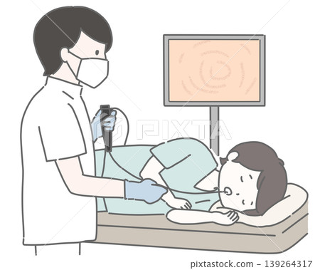 The doctor inserted an endoscope into the man's stomach. 139264317