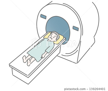 Elderly man undergoing MRI/CT scan Elderly man undergoing MRI/CT scan 139264401