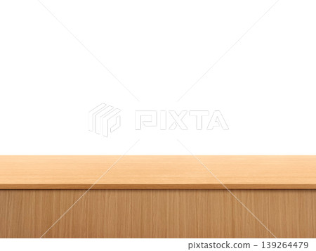 An empty wooden table and a white wall background for displaying products and advertisers. An empty wooden table and a white wall background for displaying products and advertisers. 139264479