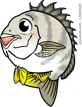 Cute fish illustration: "Yellowfin seabream (Kichinu)" - Vector format - Single image on a white background Cute fish illustration: "Yellowfin seabream (Kichinu)" - Vector format - Single image on a white background 139264589