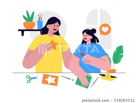 DIY Class Vector Illustration Featuring Craft Workshop Creative Handmade Activities, Pottery, Painting, Sewing, Art Learning, Hobby Studio Design 139265512