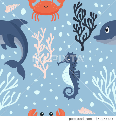 cute sea animals pattern cute sea animals pattern 139265783