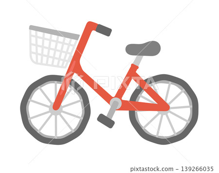 Illustration of a red bicycle with a basket. Illustration of a red bicycle with a basket. 139266035