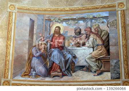 Saint Mary Magdalene wipes the feet of Jesus Saint Mary Magdalene wipes the feet of Jesus 139266066