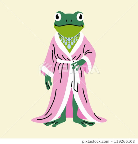 Kawaii Frog Wearing Bathrobe and Necklace Kawaii Frog Wearing Bathrobe and Necklace 139266108