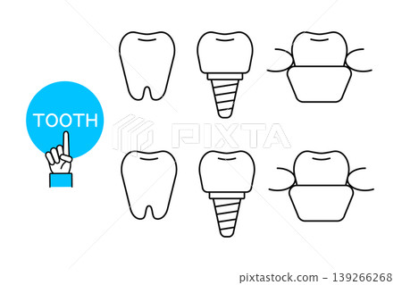Various dental icons such as implants and dentures Various dental icons such as implants and dentures 139266268
