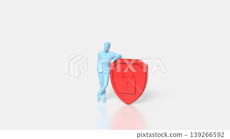 Personal Data Security Concept with Human Figure and Shield Lock 3d render. Personal Data Security Concept with Human Figure and Shield Lock 3d render. 139266592