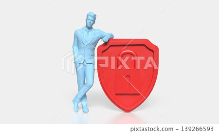Personal Data Security Concept with Human Figure and Shield Lock 3d render. Personal Data Security Concept with Human Figure and Shield Lock 3d render. 139266593