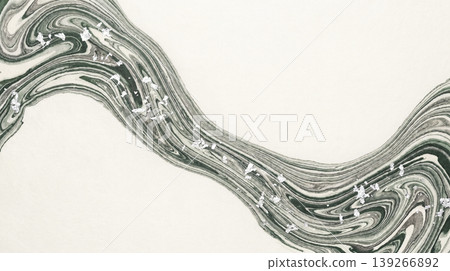 A Japanese modern background featuring deep green and charcoal gray marbling and flowing silver leaf. A Japanese modern background featuring deep green and charcoal gray marbling and flowing silver leaf. 139266892