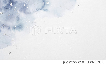 Ice-blue watercolor reminiscent of winter haze, with a silver leaf background on Japanese paper. 139266919