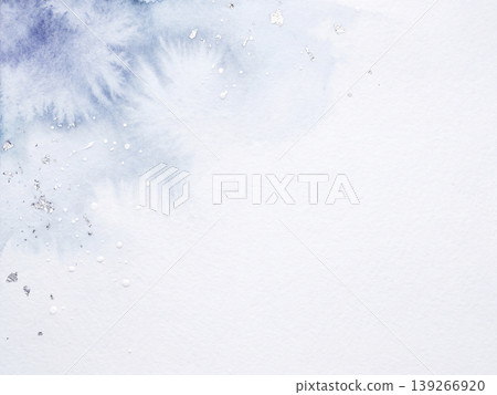 Ice-blue watercolor reminiscent of winter haze, with a silver leaf background on Japanese paper. Ice-blue watercolor reminiscent of winter haze, with a silver leaf background on Japanese paper. 139266920