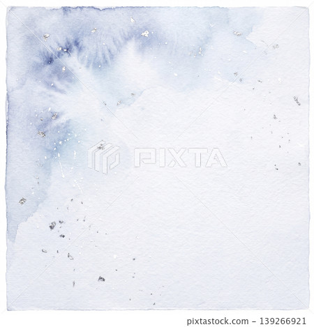 Ice-blue watercolor reminiscent of winter haze, with a silver leaf background on Japanese paper. Ice-blue watercolor reminiscent of winter haze, with a silver leaf background on Japanese paper. 139266921