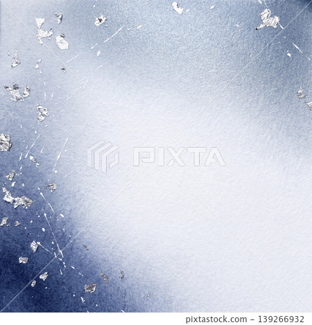 A gradient from steel blue to indigo and a shimmering silver foil background on washi paper. A gradient from steel blue to indigo and a shimmering silver foil background on washi paper. 139266932