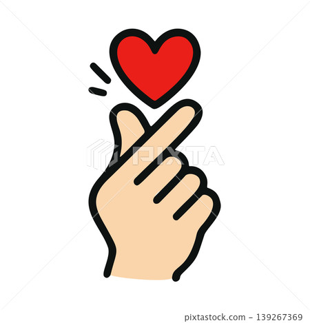Simple Red Heart Shape Gesture Finger Symbol Icon Hand Drawn 139267369