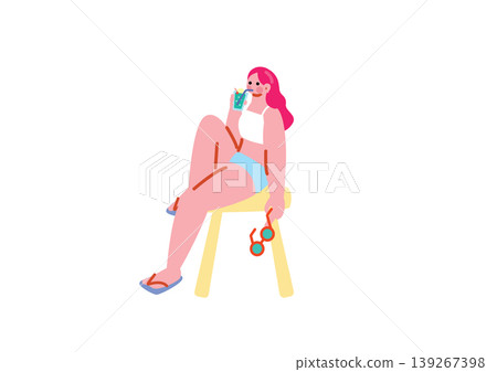 女人喝瓜蘇打水的插圖 女人喝瓜蘇打水的插圖 139267398