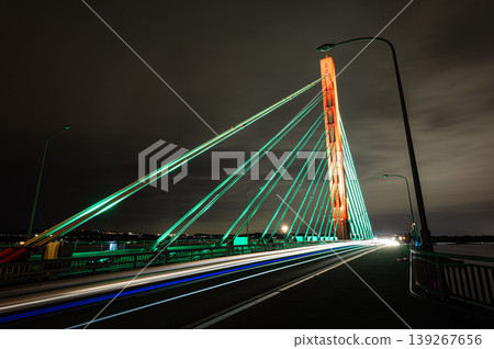 Driving along the Kaichu Road at night in Okinawa 139267656