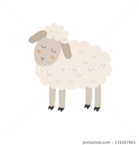 Cute Sleeping Sheep Nursery Clipart for Baby Shower and Kids Decor 139267961