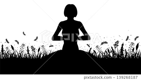 Silhouette of a Girl in Yoga pose Silhouette of a Girl in Yoga pose 139268187