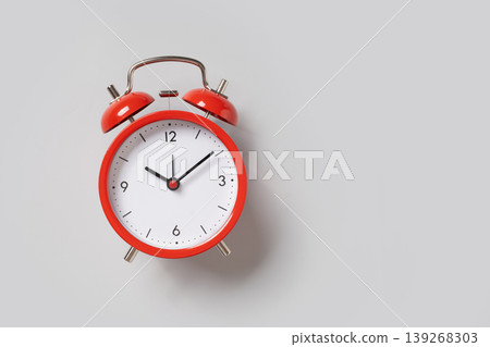 Red alarm clock with copy space time management concept 139268303