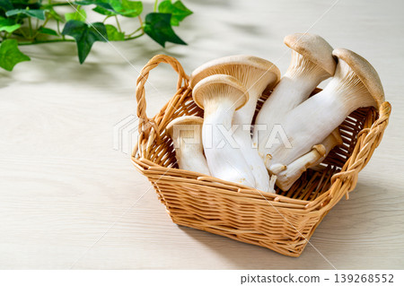 籃子裡裝著新鮮的杏鮑菇 籃子裡裝著新鮮的杏鮑菇 139268552