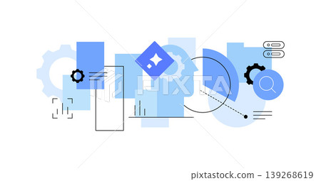 Smart assistant with bars, charts and files,big data research. Statistics and analysis. Web banner Smart assistant with bars, charts and files,big data research. Statistics and analysis. Web banner 139268619