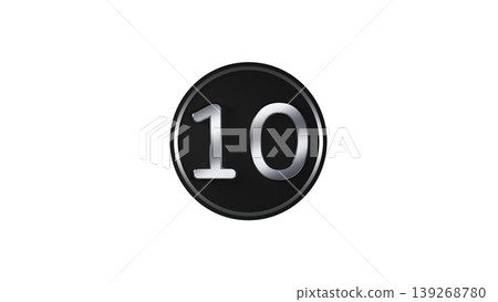 Modern black medal, number 10 [silver], rubber texture, ranking icon 139268780