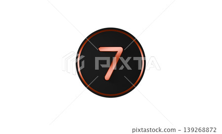 Modern Black Medal, Number 7 [Copper], Rubber Texture, 3D Icon, Transparent Background 139268872