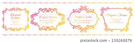 A luxurious and elegant decorative frame set in yellow, pink, and gradient colors. A luxurious and elegant decorative frame set in yellow, pink, and gradient colors. 139268879