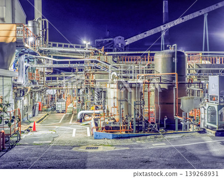A landscape with a factory at night A landscape with a factory at night 139268931
