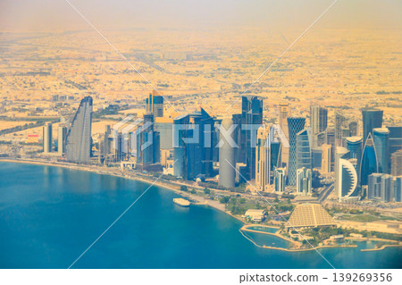 Aerial view of Doha city skyline in Qatar 139269356