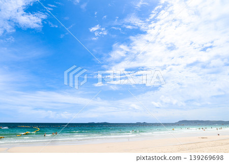 A beach under a clear blue sky A beach under a clear blue sky 139269698