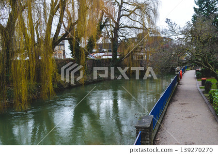 River path with trees Oxford England United Kingdom scene. River path with trees Oxford England United Kingdom scene. 139270270