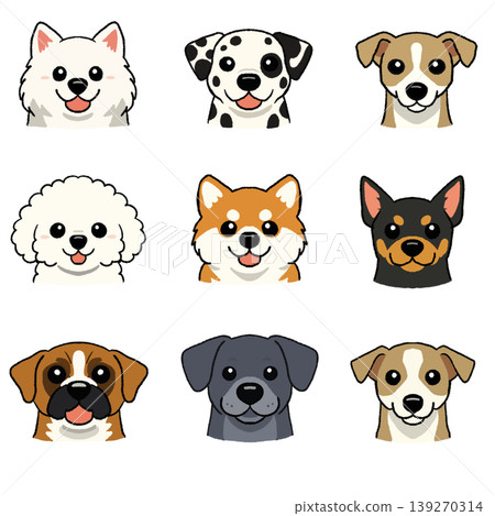 一組手繪狗插圖,包括大型犬和小型犬。 一組手繪狗插圖,包括大型犬和小型犬。 139270314