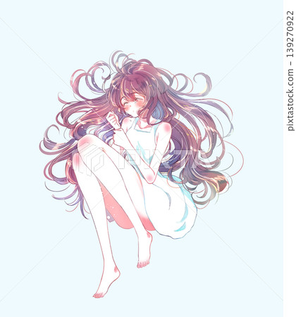 A girl lies down with her eyes closed, tears streaming down her face. A girl lies down with her eyes closed, tears streaming down her face. 139270922